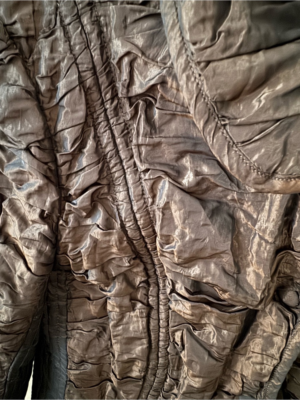 Escada Chocolate Brown Textured Drawstring Jacket - Picture 2 of 4